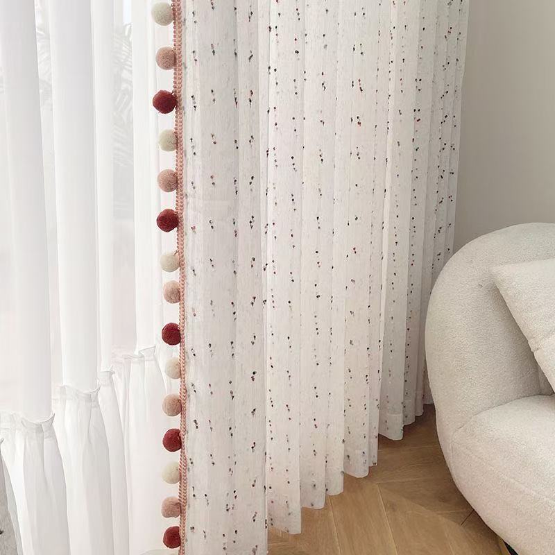 彩虹糖果儿童飘窗窗纱棉麻少女心可爱ins风温馨甜美亚麻环保