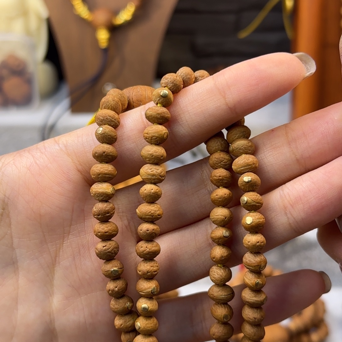 微***生凤眼菩提吊坠国产酸枣核镶嵌款长手持微笑先生