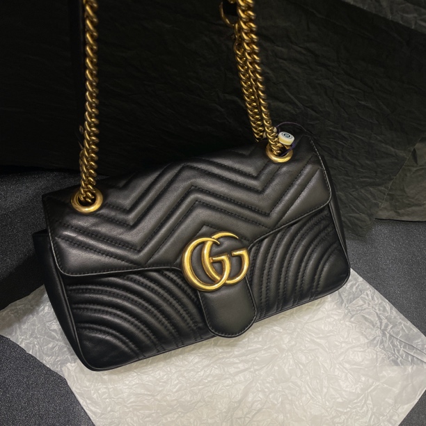 95新 GUCCI/古驰 【小考拉】古驰 黑金马蒙26斜挎包