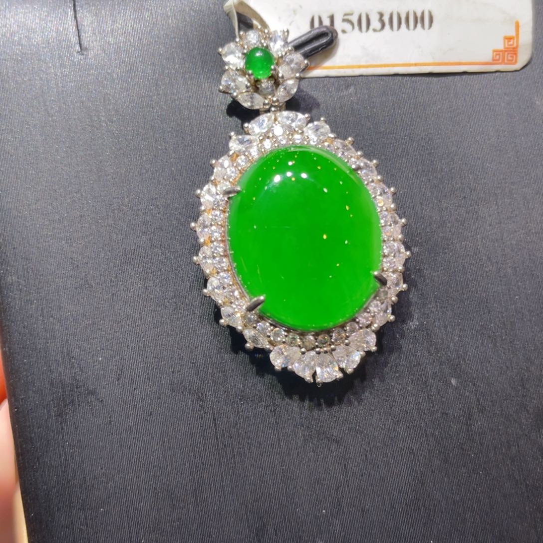 翡翠银S925镶嵌颈饰吊坠