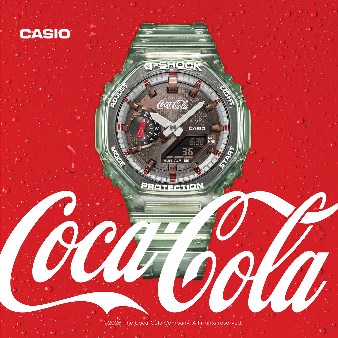 Casio/卡西欧可口可乐联名限定特殊包装时尚GA-2100CC-3APR手表