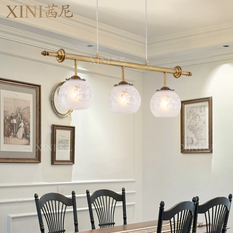 新品法式中古风全铜吊灯餐桌吧台饭厅灯简约创意个性茶室餐厅灯具