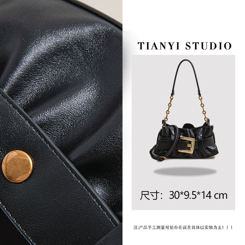 【天一甄选】SK-63058-黑色 轻奢高级韩版单肩时尚简约女包