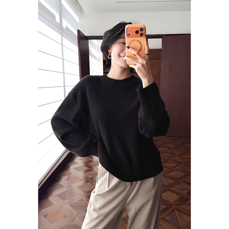 HERLAND她地【焦糖摩卡】百搭针织衫女秋冬羊绒毛衣BL-HL251201020