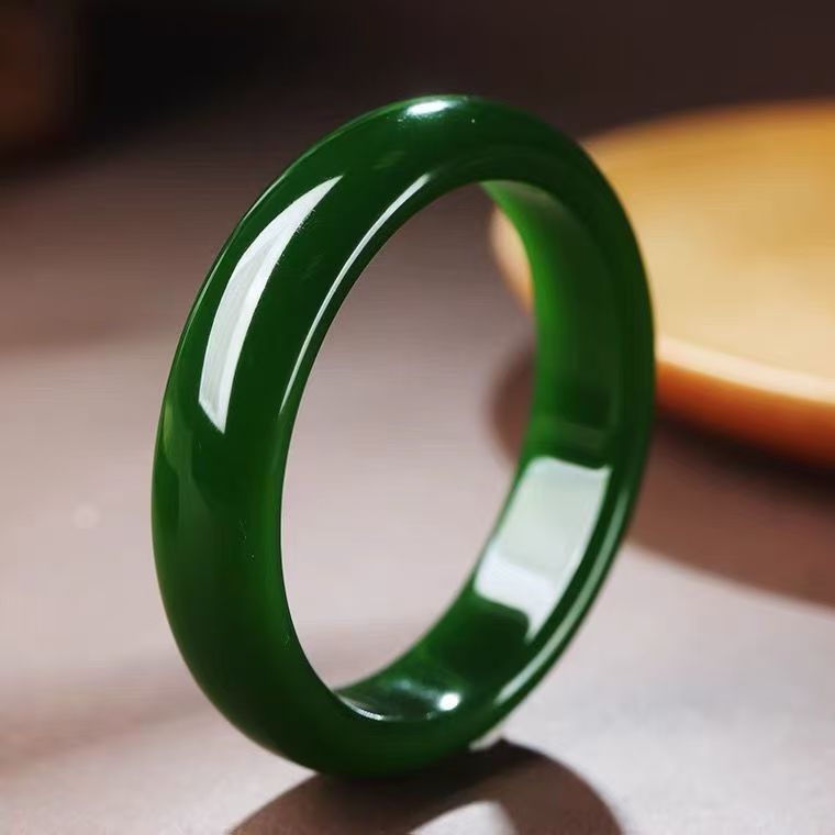 条宽13-17/菠菜绿手镯/加宽百搭正圈口平安镯