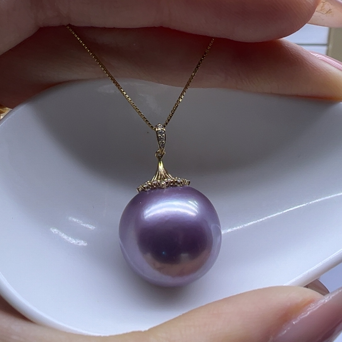 淡水珍珠吊坠(赠链)18K金镶嵌