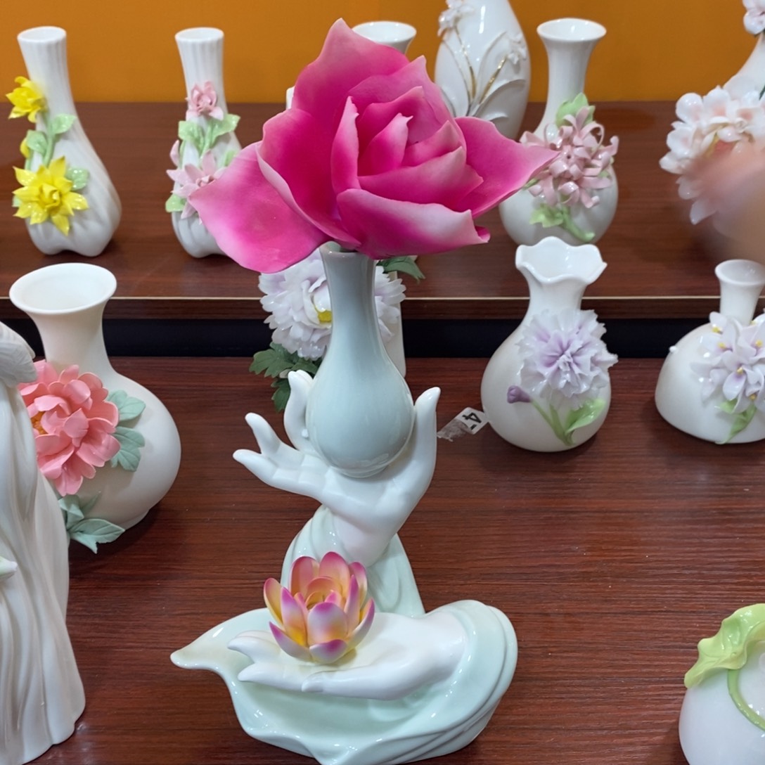 摆件陶瓷手工花摆件