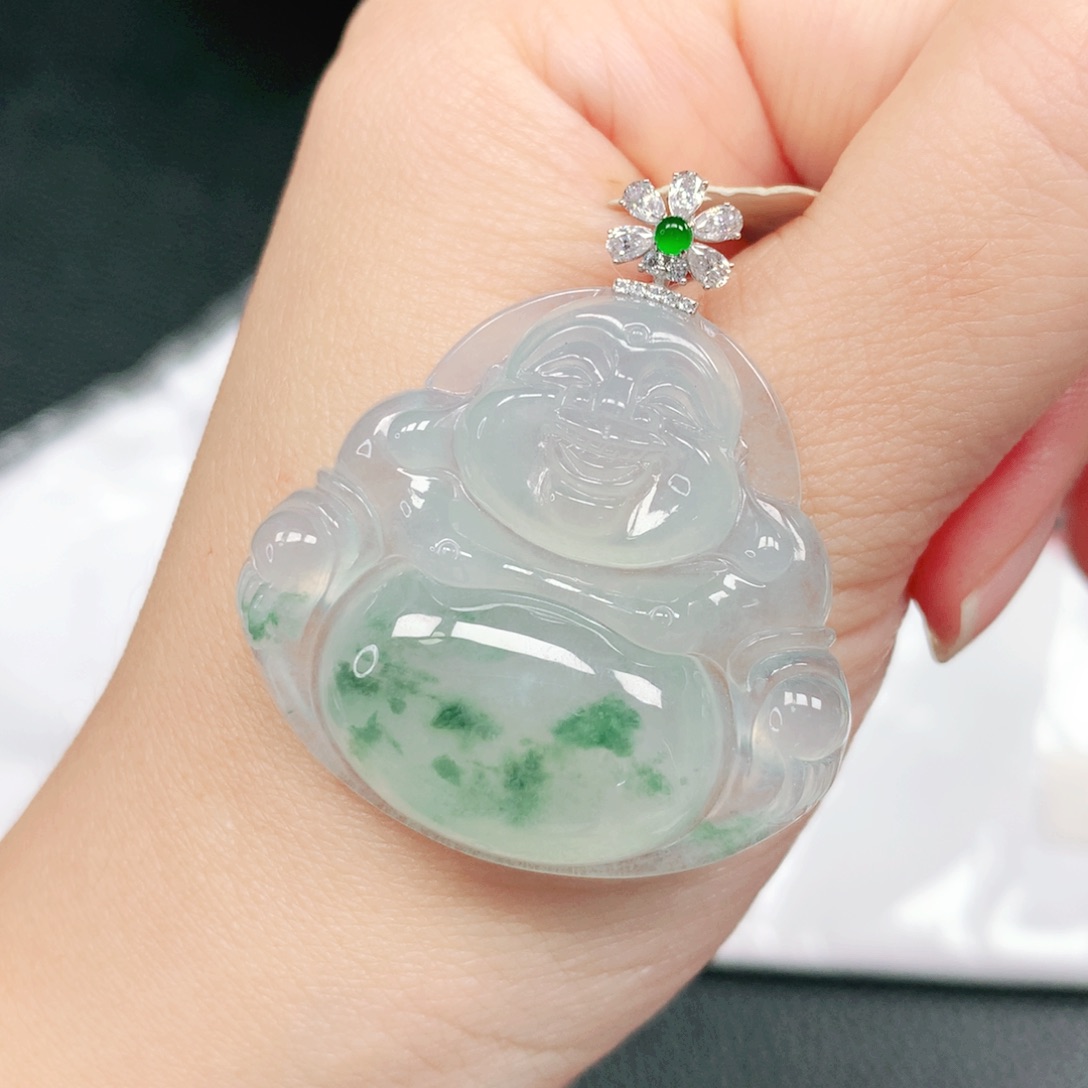 翡翠18K金镶嵌吊坠(不含链)