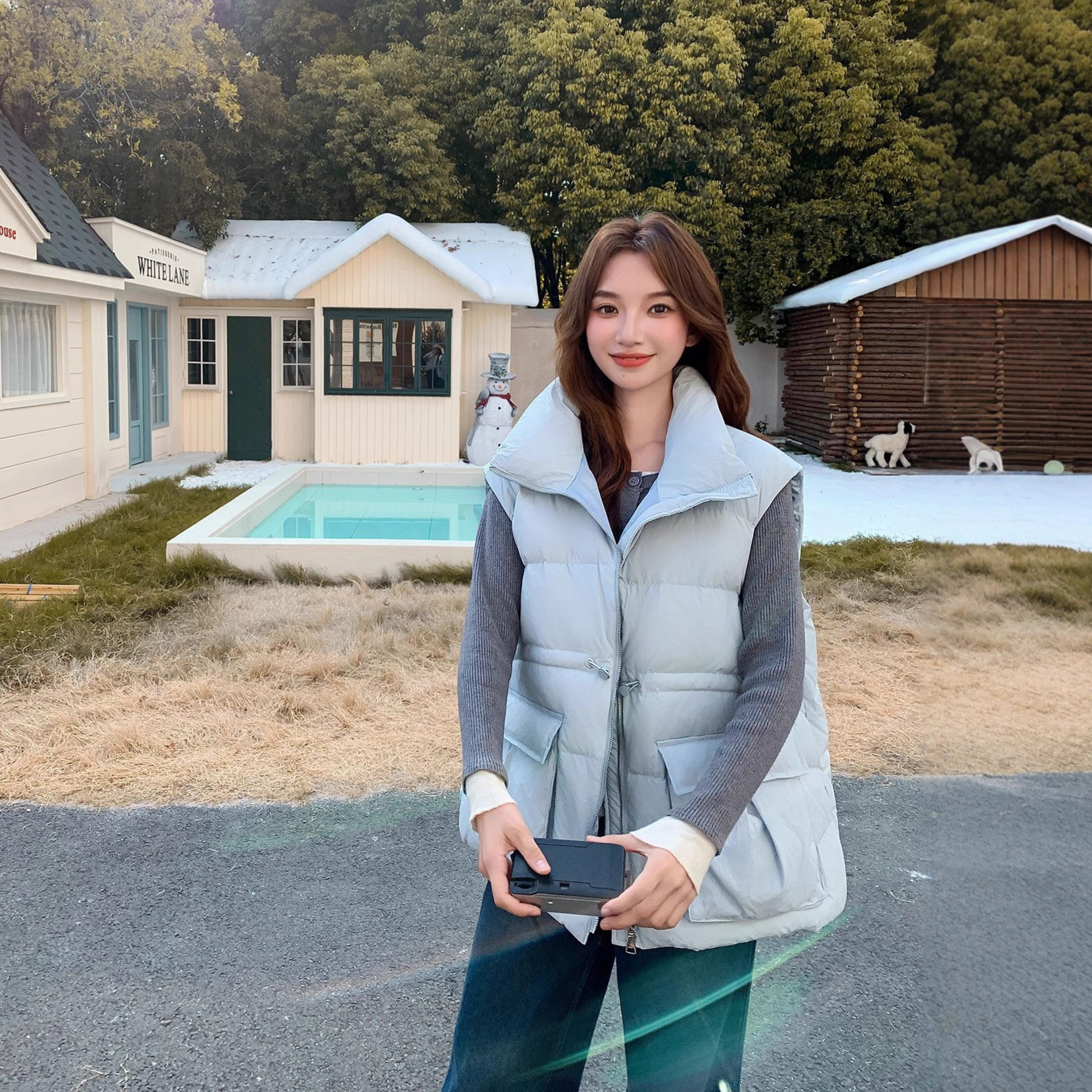 冬由记特大码女装秋冬宽松遮肉90鸭绒收腰微胖马甲洋气坎肩羽绒服