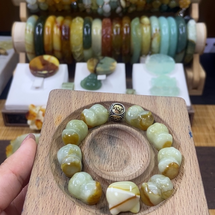 蛇纹石玉手串多样性随机发一未镶嵌