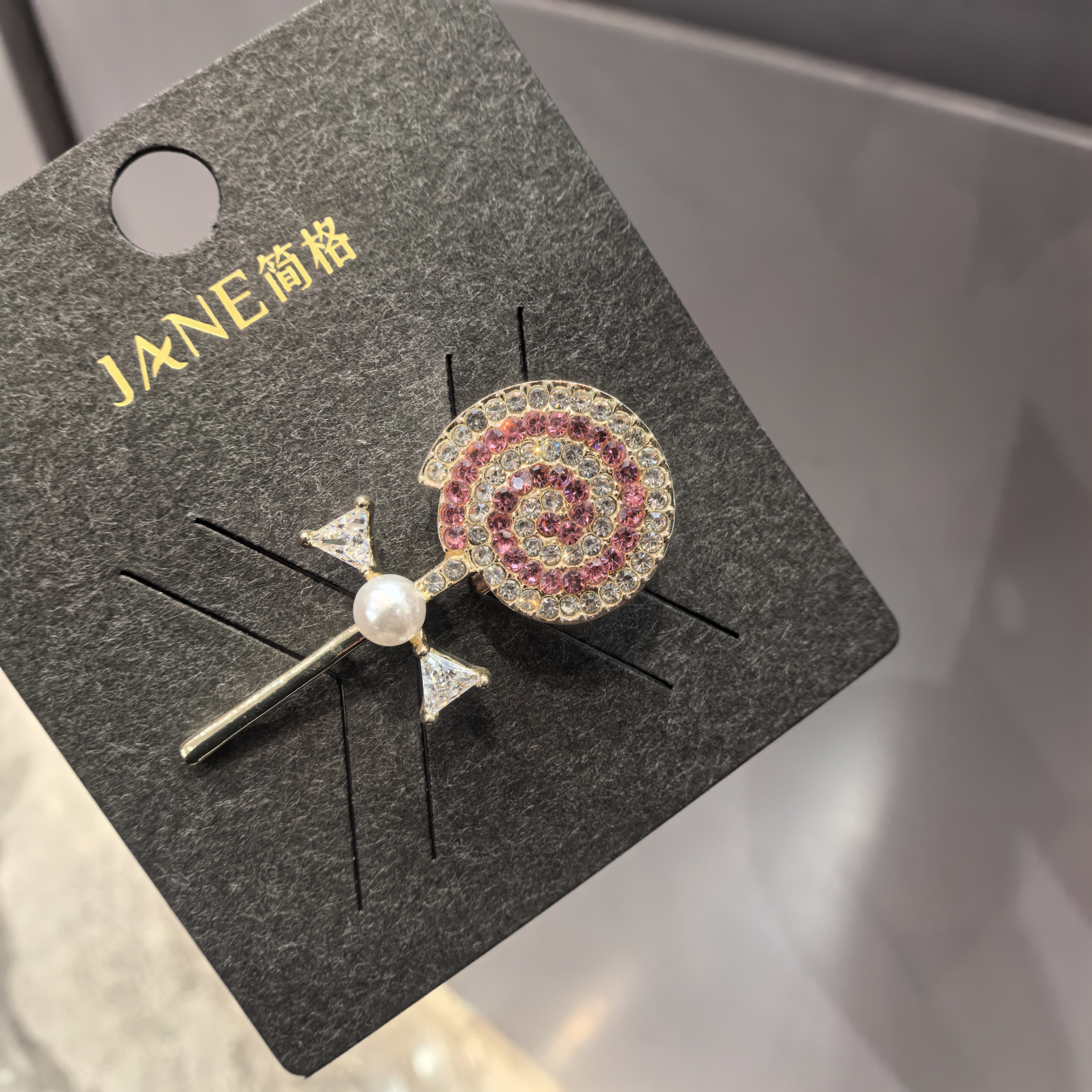 D013粉色棒棒糖闪闪边夹