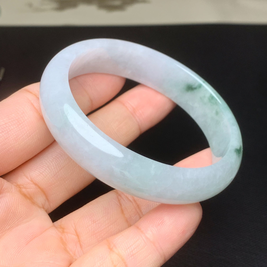 54圈口天然翡翠A货贵妃手镯正品翡翠冰种手镯珠宝玉石手镯礼物女