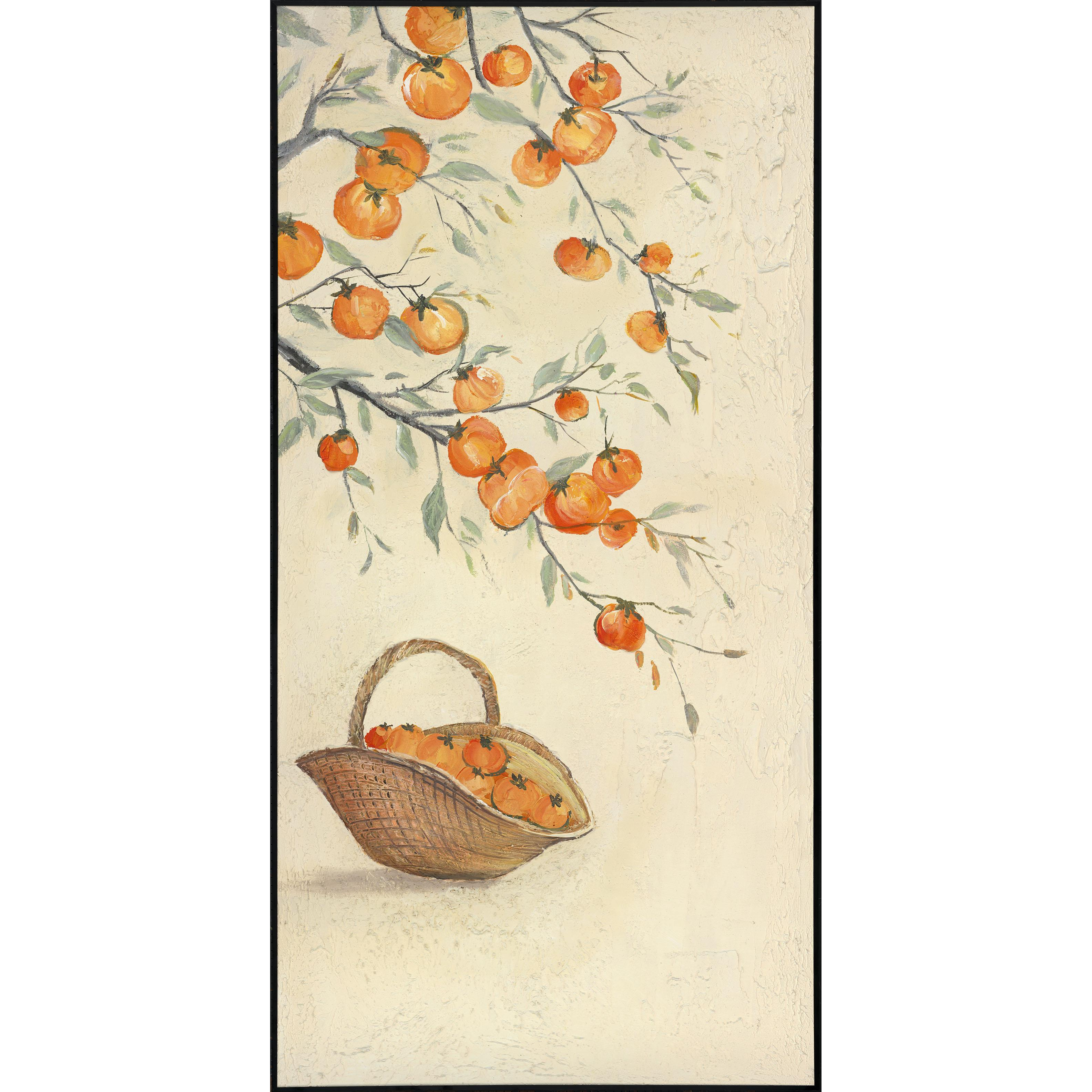 【柿子】寓意：柿柿如意  装饰画 油画客厅玄关办公室茶室挂画