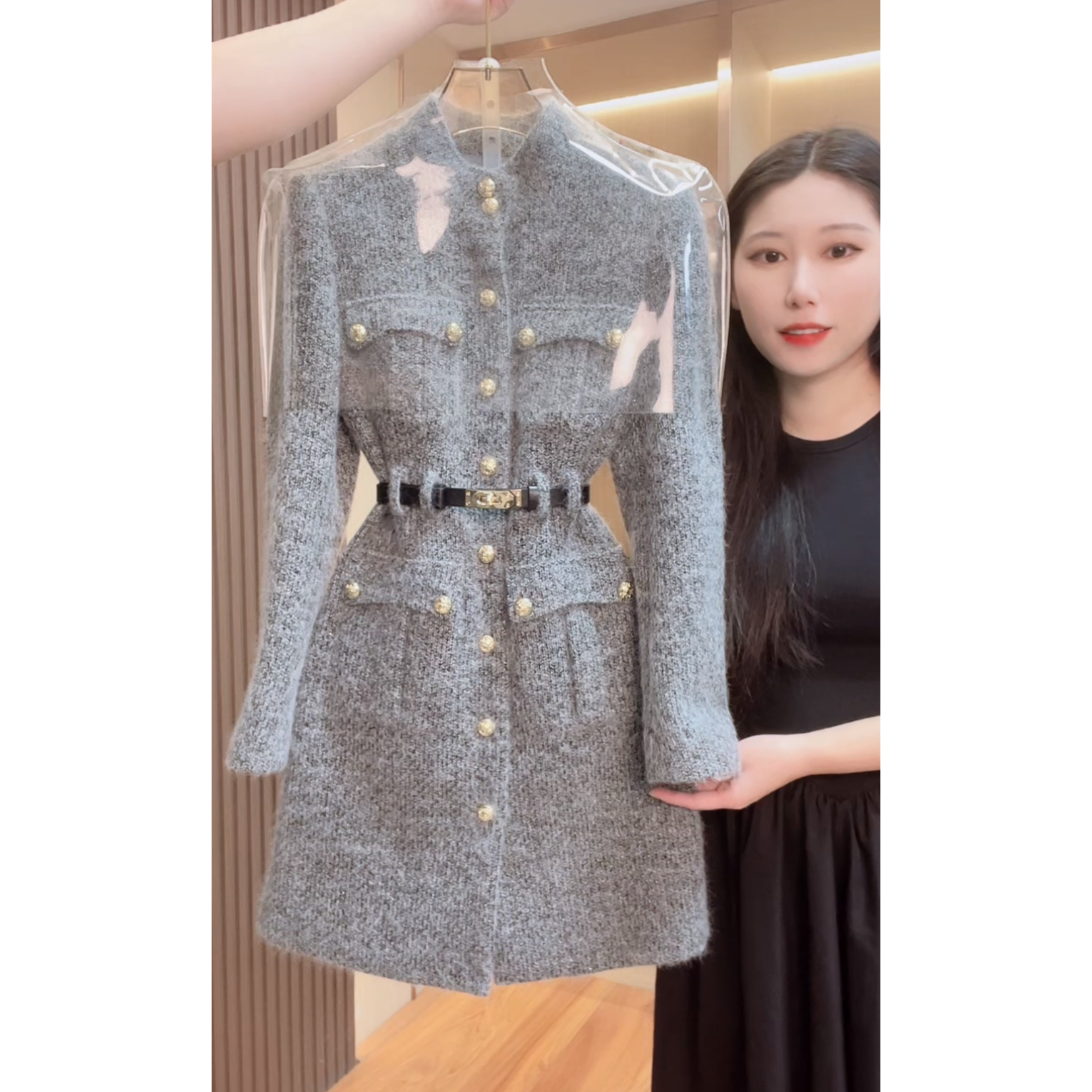 【现货  下午发】1883囯内设计师品牌女装气质收腰长袖连衣裙