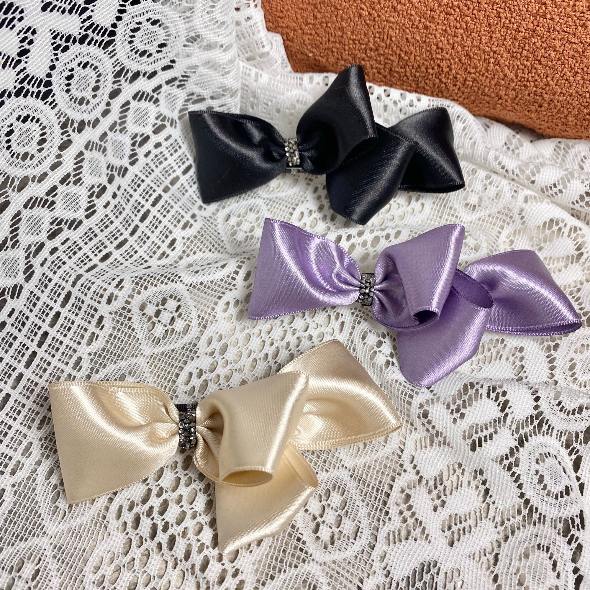 韩国Eunoia Nero【高级感双层蝴蝶结弹簧夹7037】气质甜美时尚手工