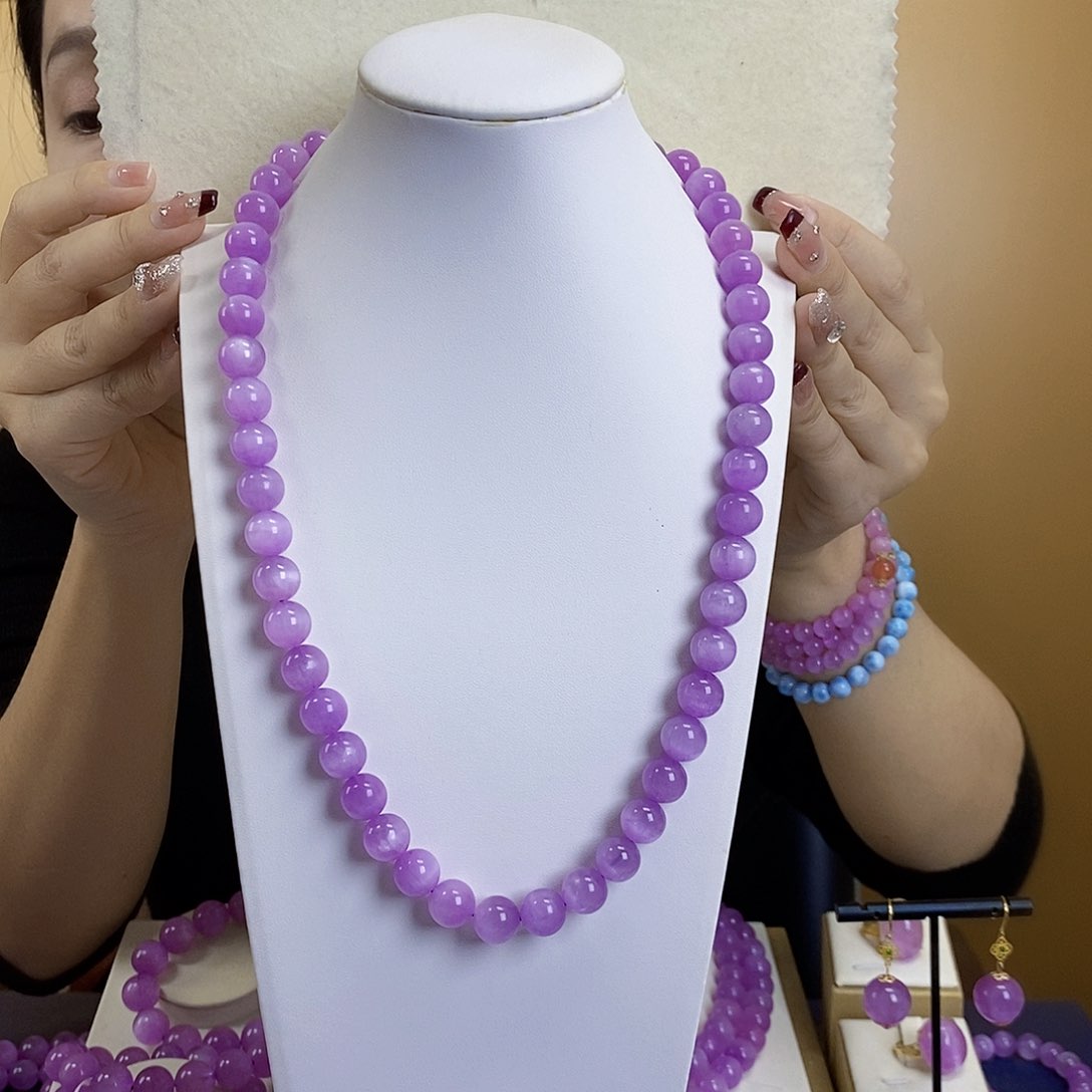 锂辉石紫锂辉高冰收藏级毛衣链11+未镶嵌