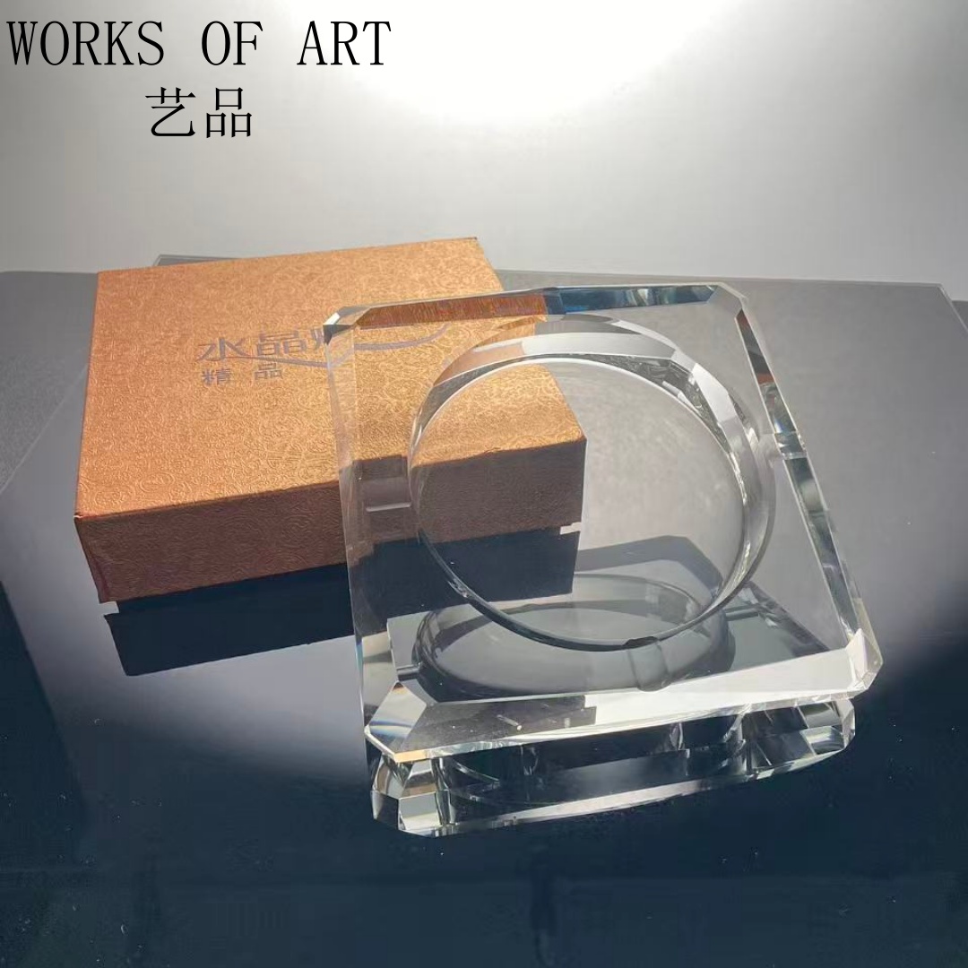 单只礼盒装-轻奢透明方形烟缸无铅水晶玻璃客厅卧室奢华烟缸