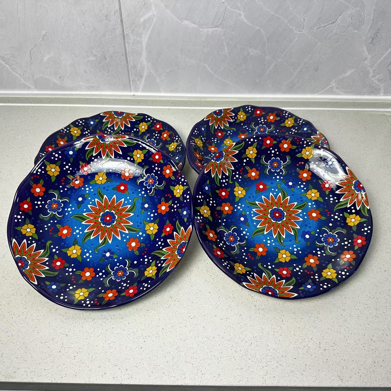 【新疆包邮】tok kuk guluk  zhongpan tahsa 2个深蓝色花纹中盘