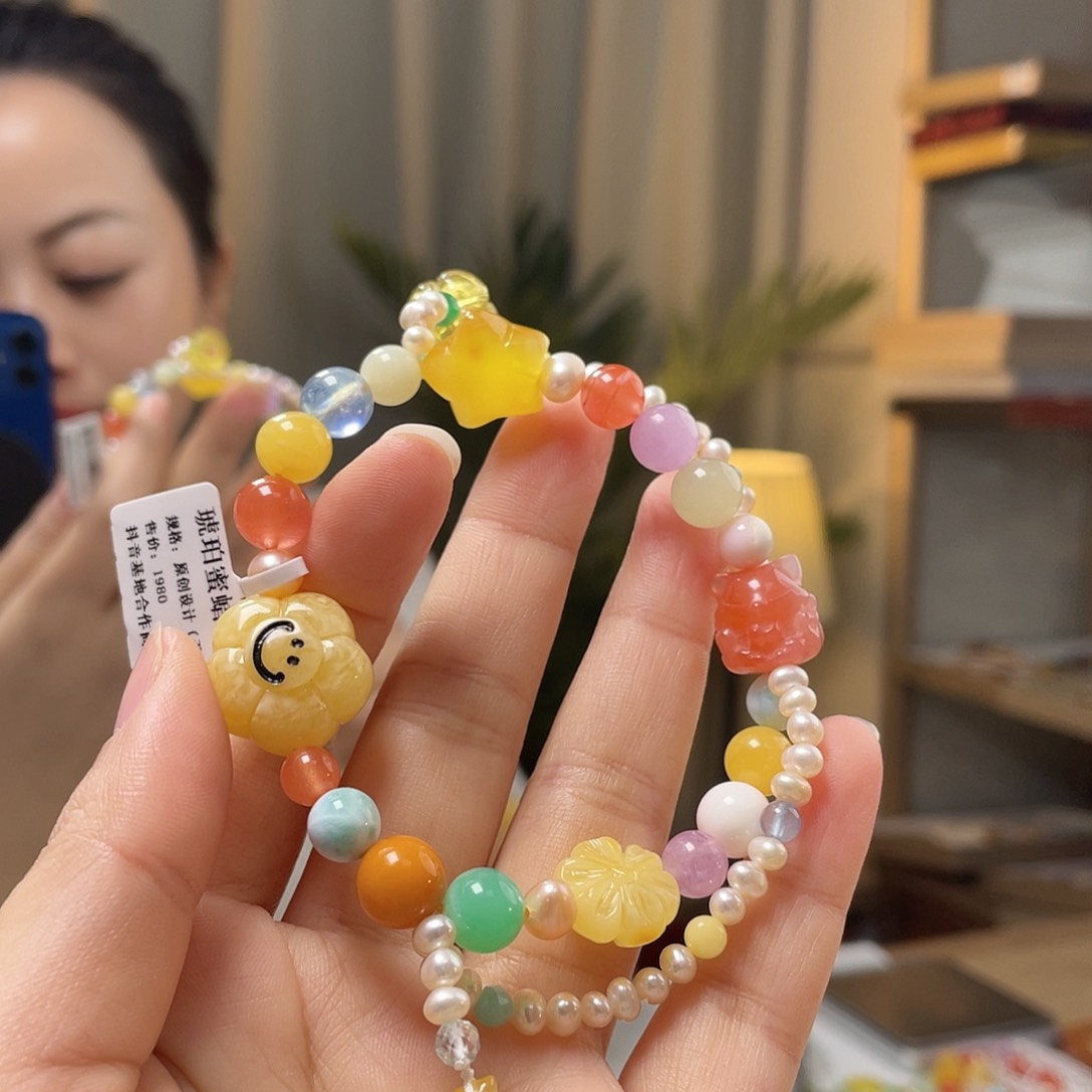 琥珀裸石未镶嵌蜜蜡手串