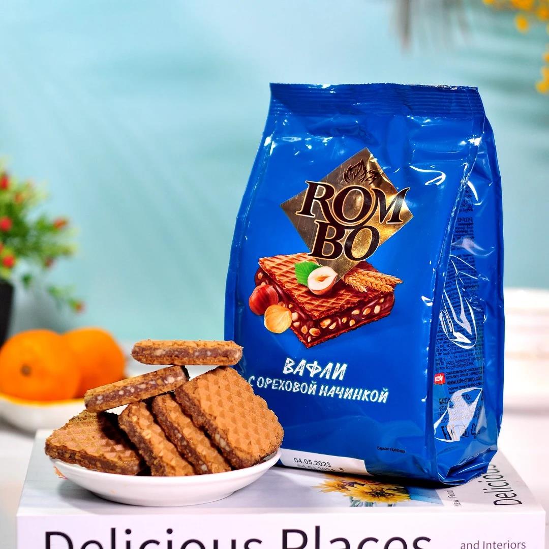 【俄罗斯原装进口】KDV榛仁纯可可巧克力夹心华夫饼零食威化饼干
