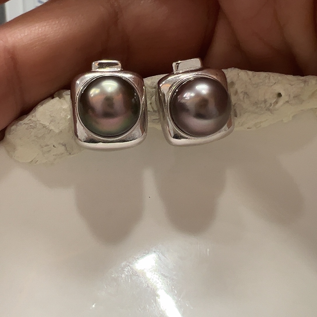 海水珍珠耳饰银S925镶嵌