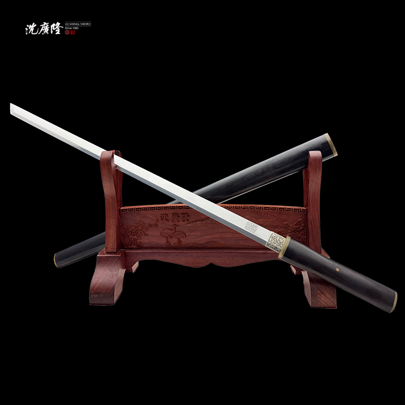 龙泉沈广隆-中款疾风刀 花纹钢镜面 守护神打包 宝剑 未开刃