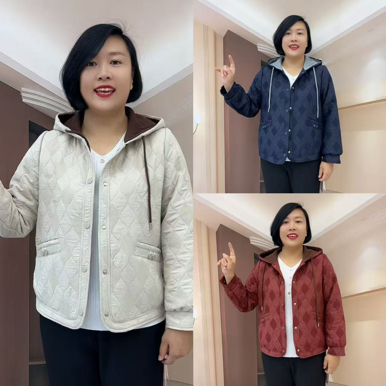 透气秋季秋冬女装风时尚短外套短款女装连帽加绒578