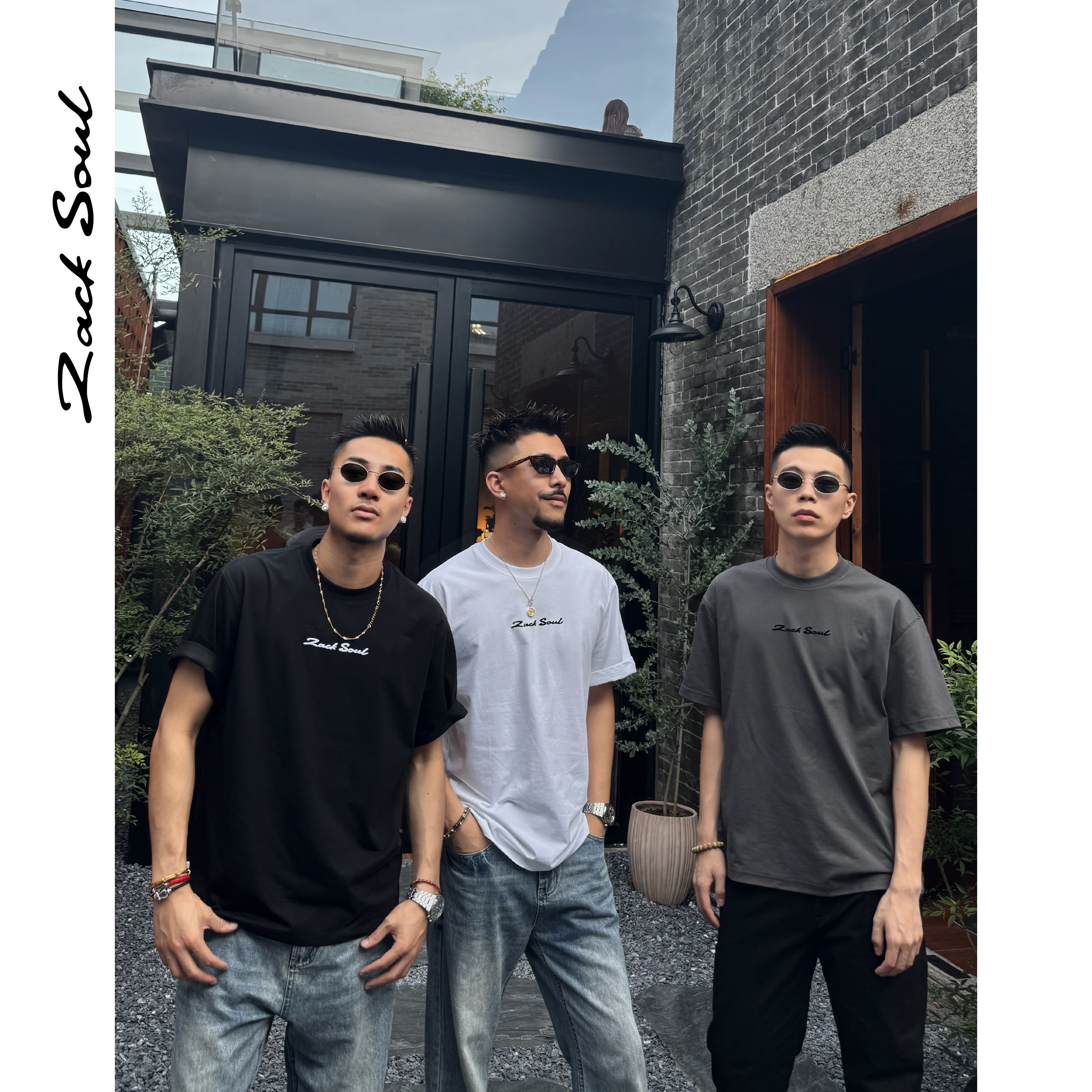 Zack校长zacksoul 英文草写字母短袖T恤衫品牌文化简约百搭索罗娜