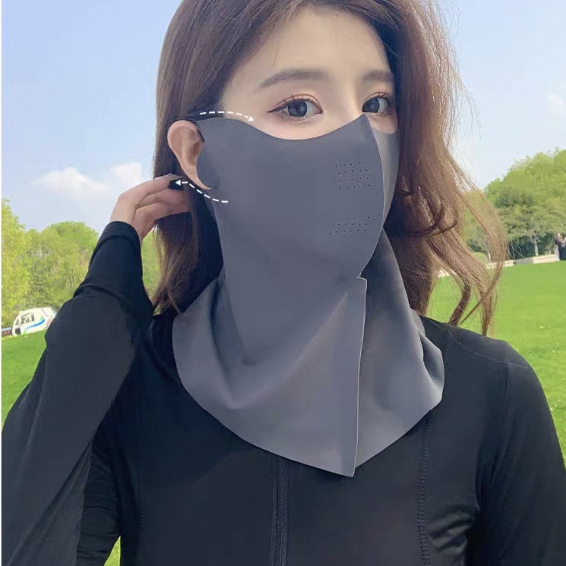玲姐定制-冬季保暖长款护眼角显脸小骑行护脖子口罩513007面罩