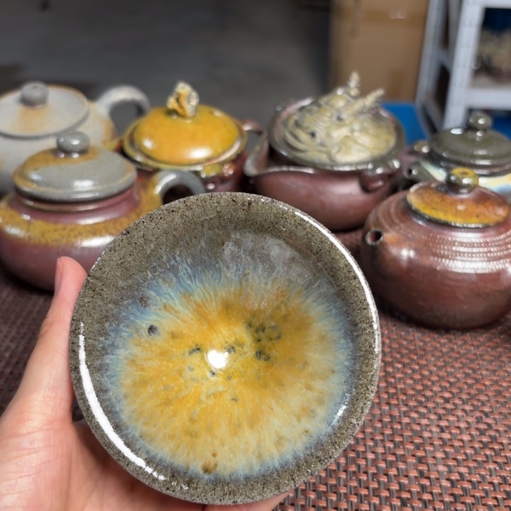 茶杯紫砂支钉斗笠130