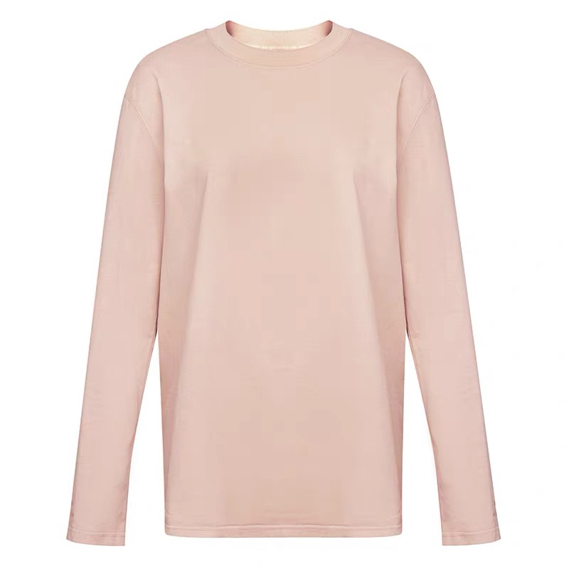 no退no换阿家圆领简约百搭素面长袖T恤