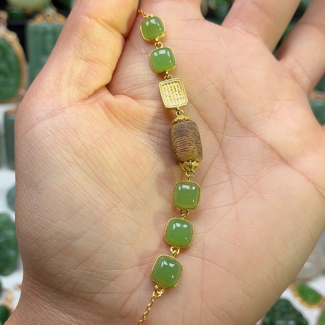 和田玉银S925镶嵌颈饰