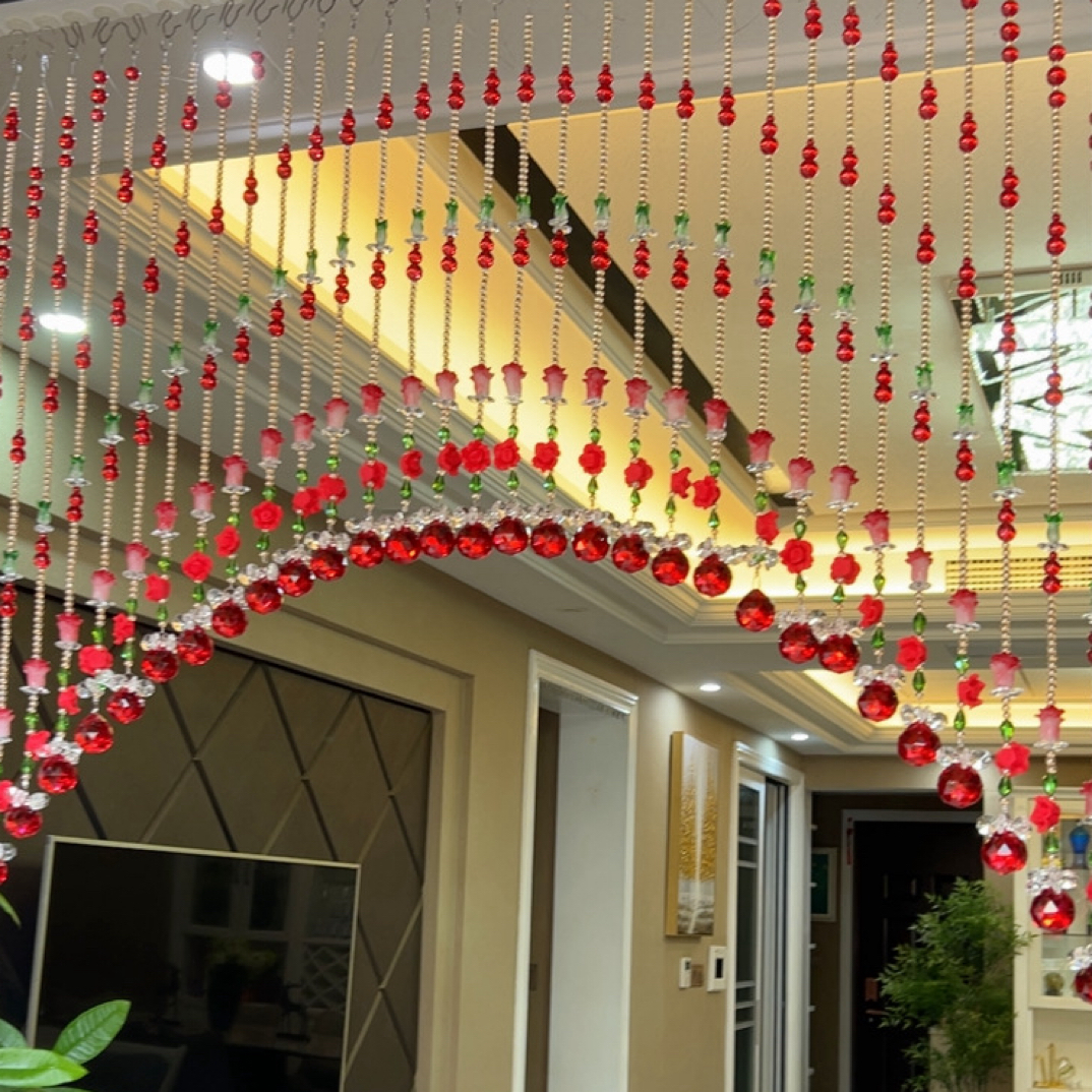 红色玫瑰花客厅隔断帘