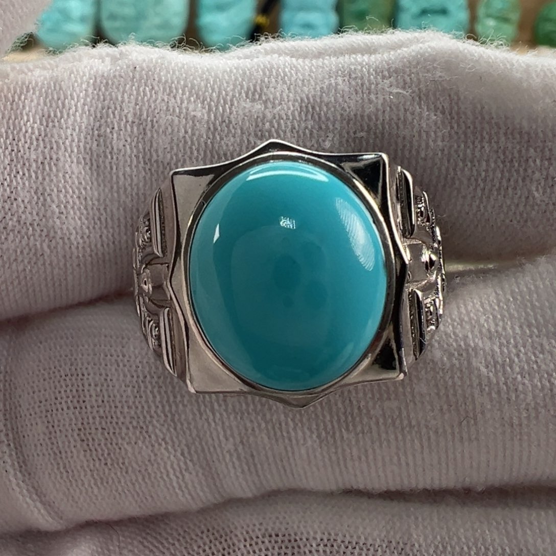 银S925镶嵌绿松石戒指 