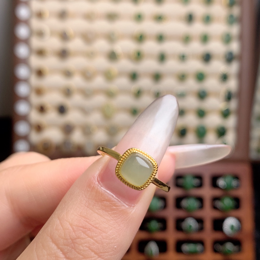 和田玉银S925镶嵌戒指