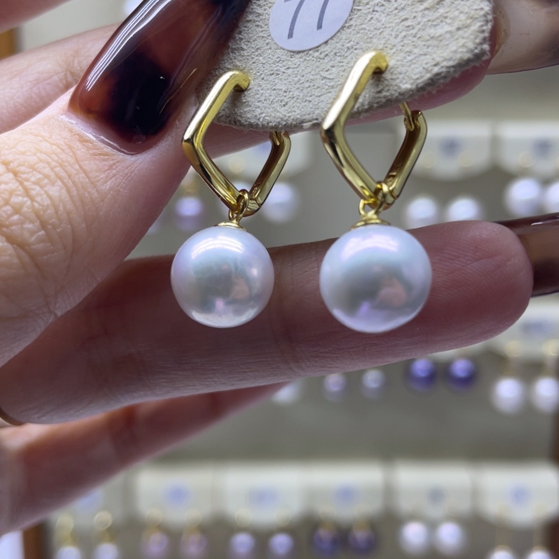 淡水珍珠耳饰银S925镶嵌