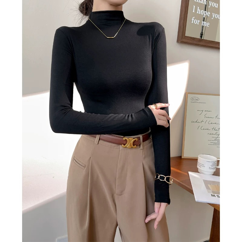 【海岛简爱】显瘦半高领贴身打底上衣48051