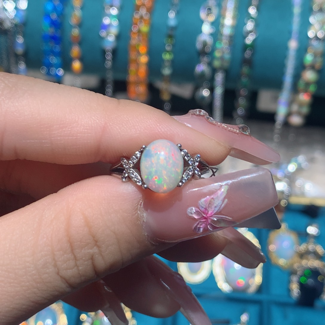 欧泊戒指银S925镶嵌福利