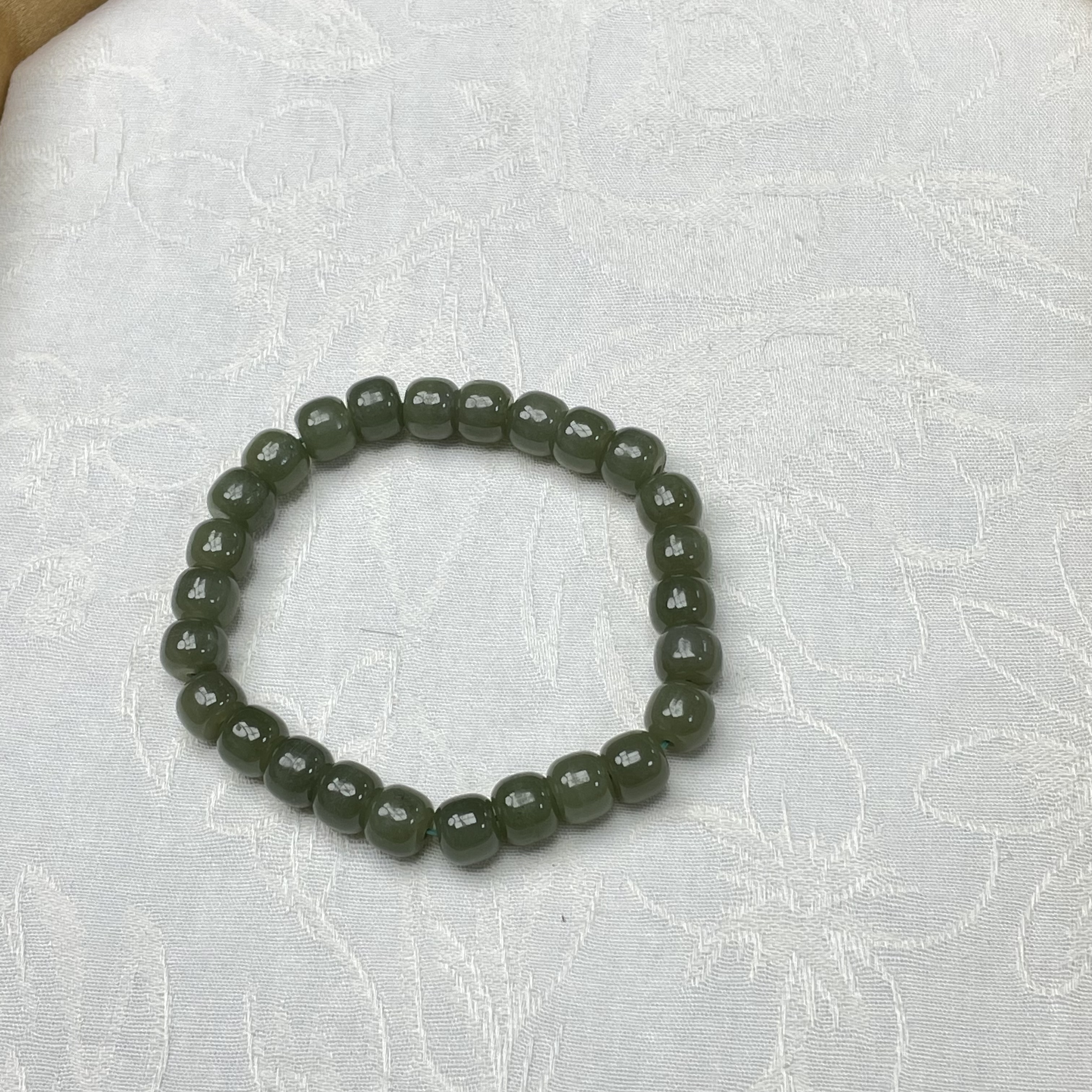 1115和田玉老型珠湖水绿手串