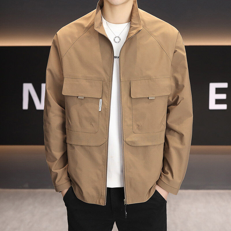 2025春季潮流时尚经典立领拼接夹克男士百搭休闲帅气外套上衣7932