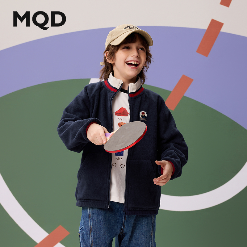 MQD童装儿童春秋新品潮酷休闲学院风立领奥粒绒外套合集