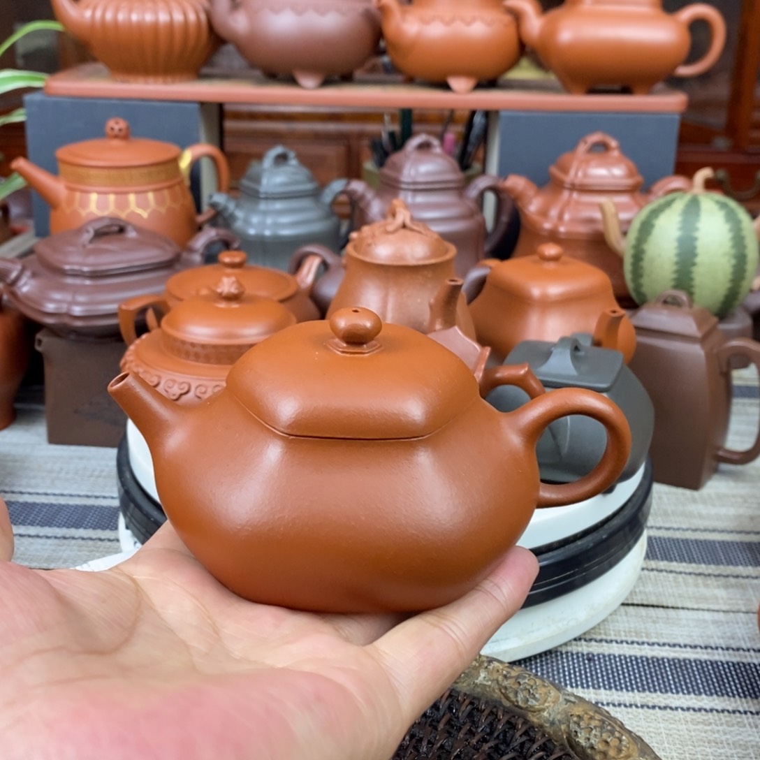 紫砂茶壶六方静乐150CC原矿赵庄朱泥特价