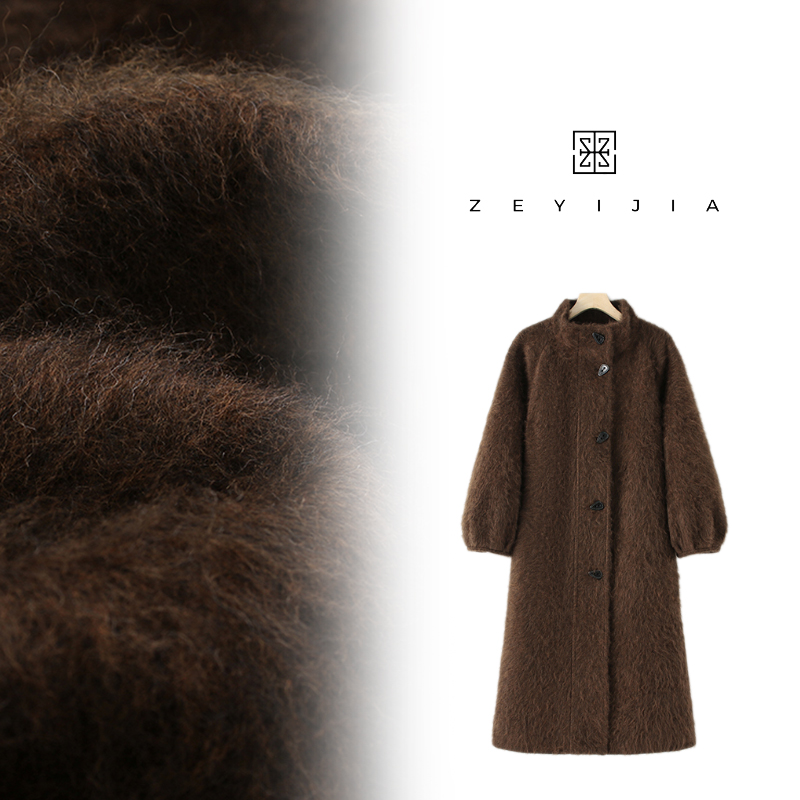 秋冬长袖时尚上衣冬季短款保暖毛呢外套立领宽松型885282