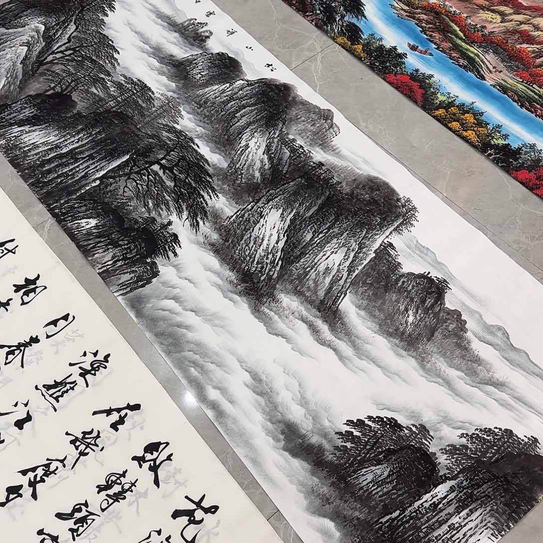 国画尺寸70X180手绘作品 