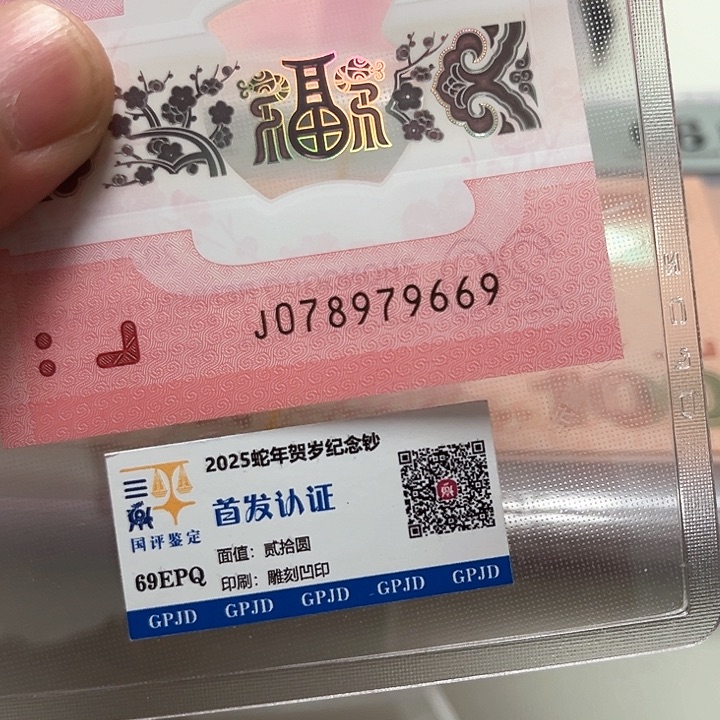 塑料蛇年生肖纪念钞全大号尾79669