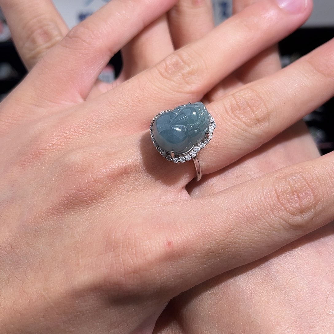 翡翠戒指银S925镶嵌78999