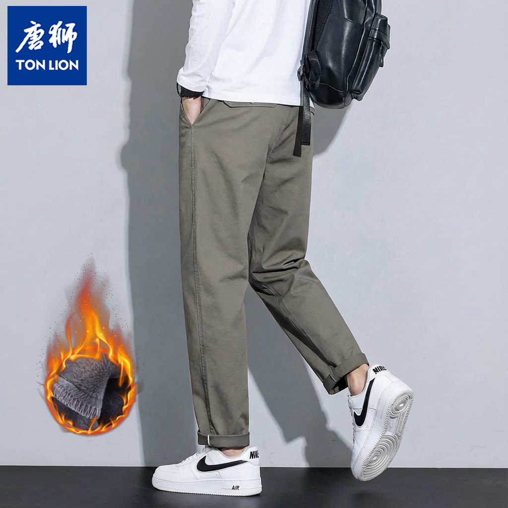 唐狮 tonlion秋冬季（97棉）男士轻商务休闲裤直筒潮流时尚【有加绒】