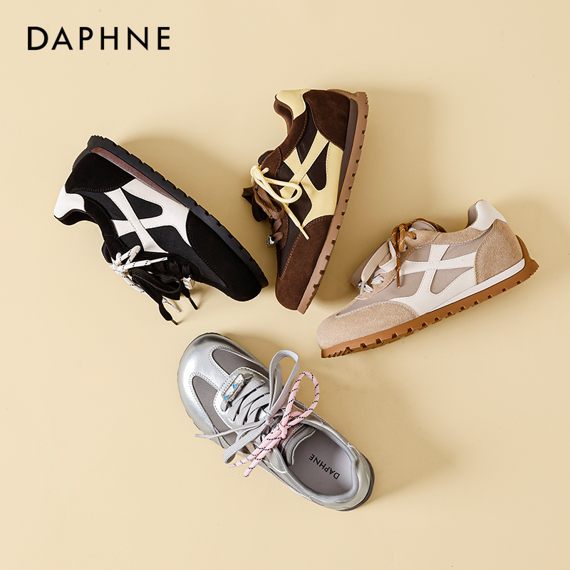 Daphne/达芙妮平跟时尚德训鞋秋季深口时尚休闲鞋厚底休闲鞋