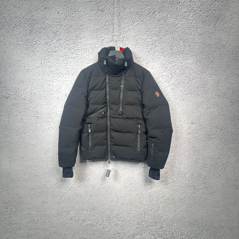 99 Moncler蒙口/盟可睐黑色滑雪三色标立领多拉链羽绒服外套/1码