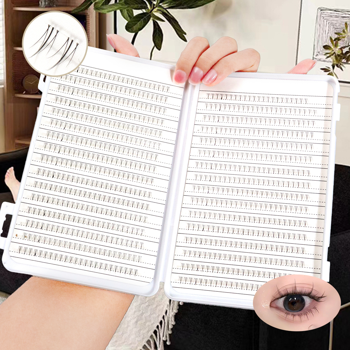 免胶水小火苗下睫毛温感自粘贴合初学者分段式新手单簇超软假睫毛